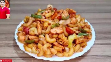 How To Make Macaroni By ijaz Ansari   Restaurant Style Chicken Macaroni Reci