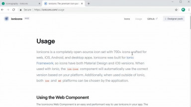 Using icons on the web with Ionicons