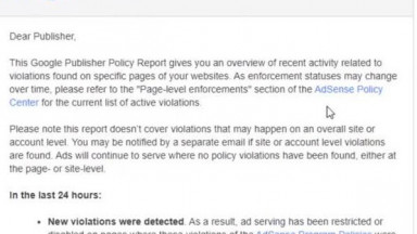 Publisher Policy Violation Report Solved