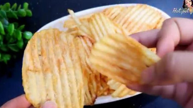 How to make crispy potato chips at home ️ world' easiest way to make potato